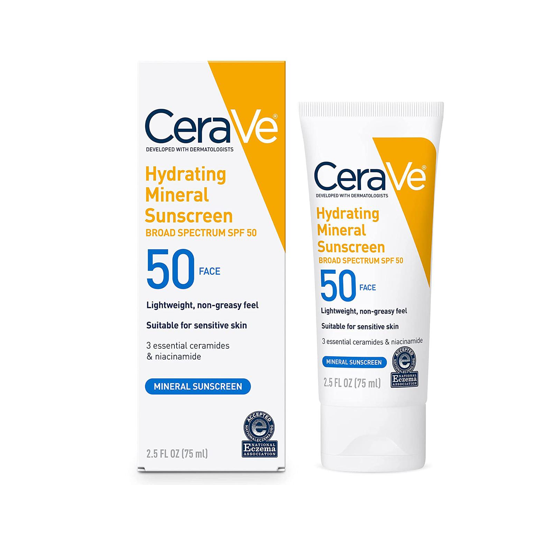 CeraVe Hydrating Mineral Face Sunscreen Broad Spectrum SPF 50