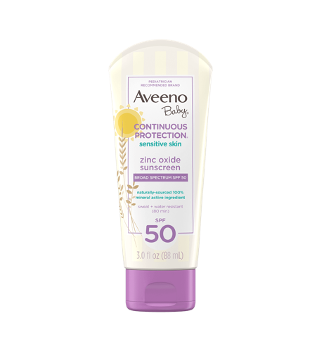 Aveeno Baby Continuous Protection®  Sensitive Skin Zinc Oxide Sunscreen with Broad Spectrum SPF 50