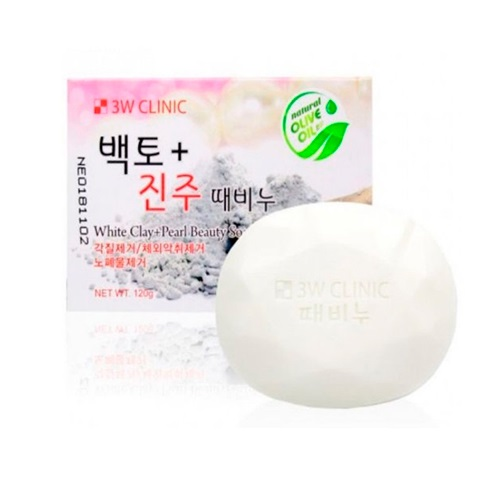 3W Clinic White Clay + Pearl Beauty Soap 120g